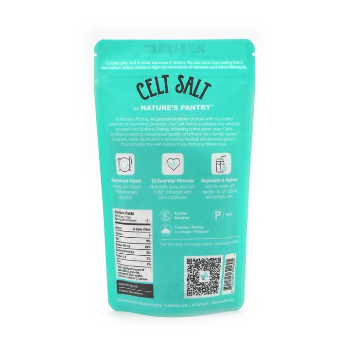 Celt Salt By Nature's Pantry – Engroshandel Salt – Keltisk havsalt, grov lysegrå 1/2 lb (8 oz) genlukkelig taske3