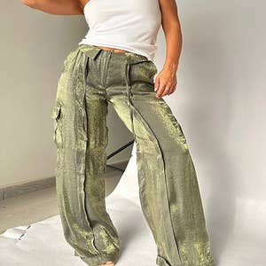 Green Flared Cargo Pants Camo Bellbottom Low Rise Trousers -  Canada