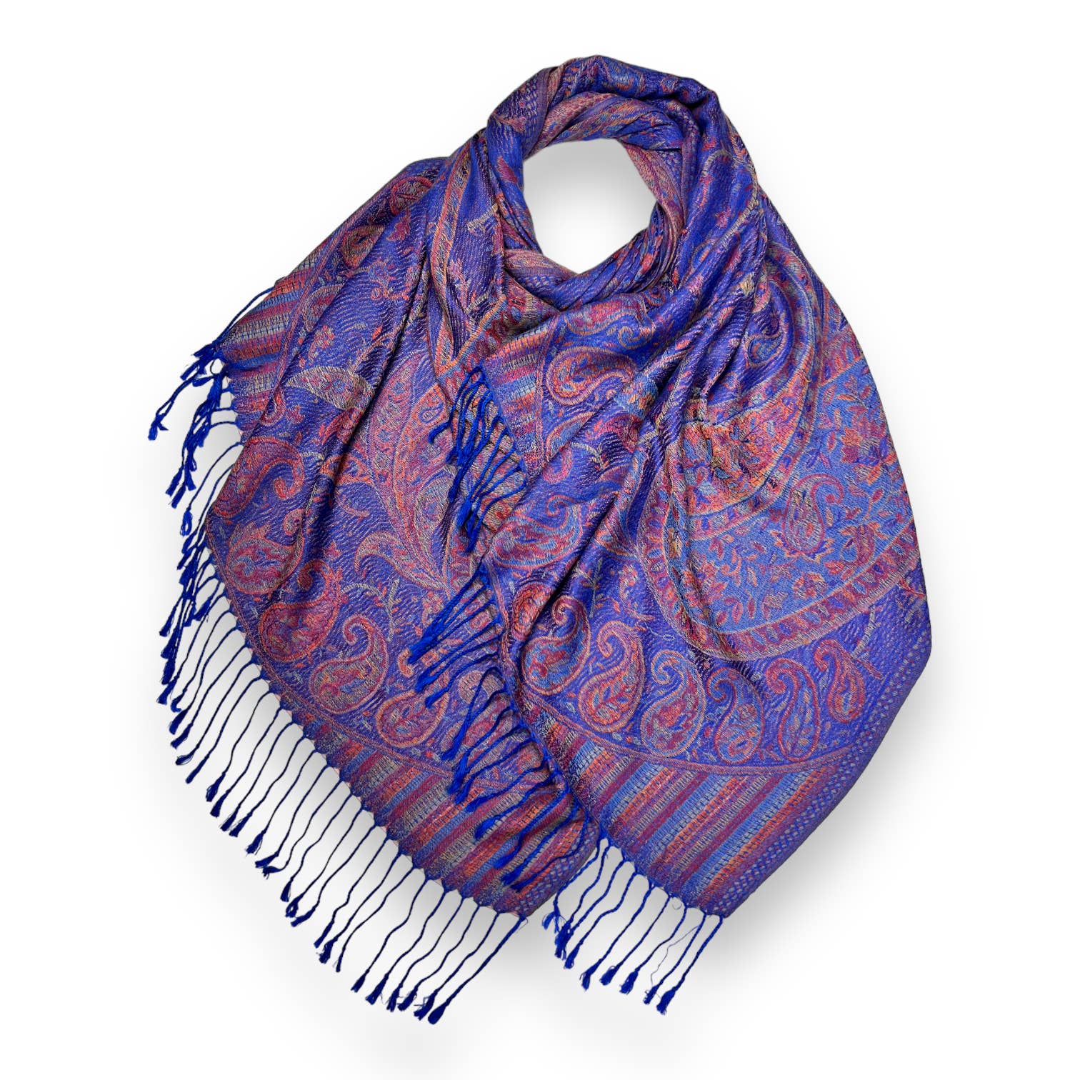 London Scarves - Vendita all'ingrosso Sciarpa - Donna - Pashmina jacquard con stampa paisley e frange15