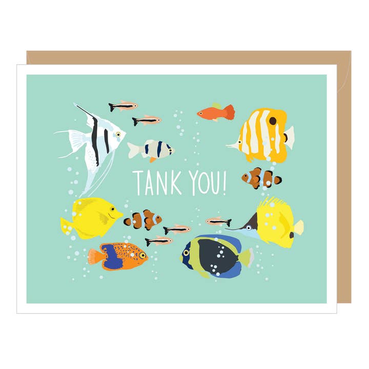Fish Tank "Tank You" Thank You Note Card (single or boxed) for wholesale by Apartment 2 Cards