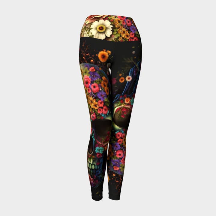 DAY OF THE DEAD Yoga Leggings High Waist. Milled in Canada. for wholesale by Pretty Worthy
