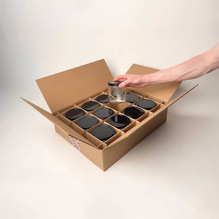 Flush Packaging - Vente Coffrets cadeaux - Boîte d'expédition™ de 12 bocaux en verre droit de 16 oz1