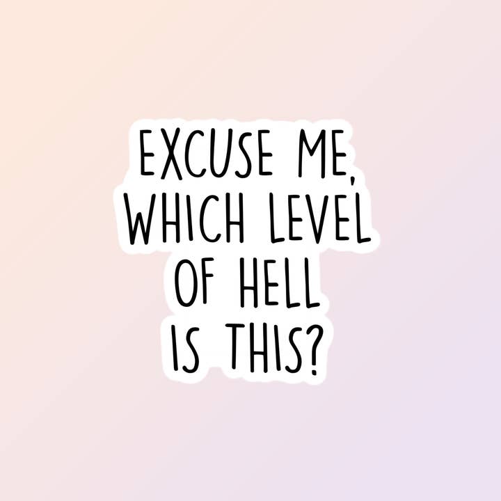Snarky Sarcastic Funny Stickers, Which Level Of Hell Is This for wholesale by Sorry Not Sorry Co