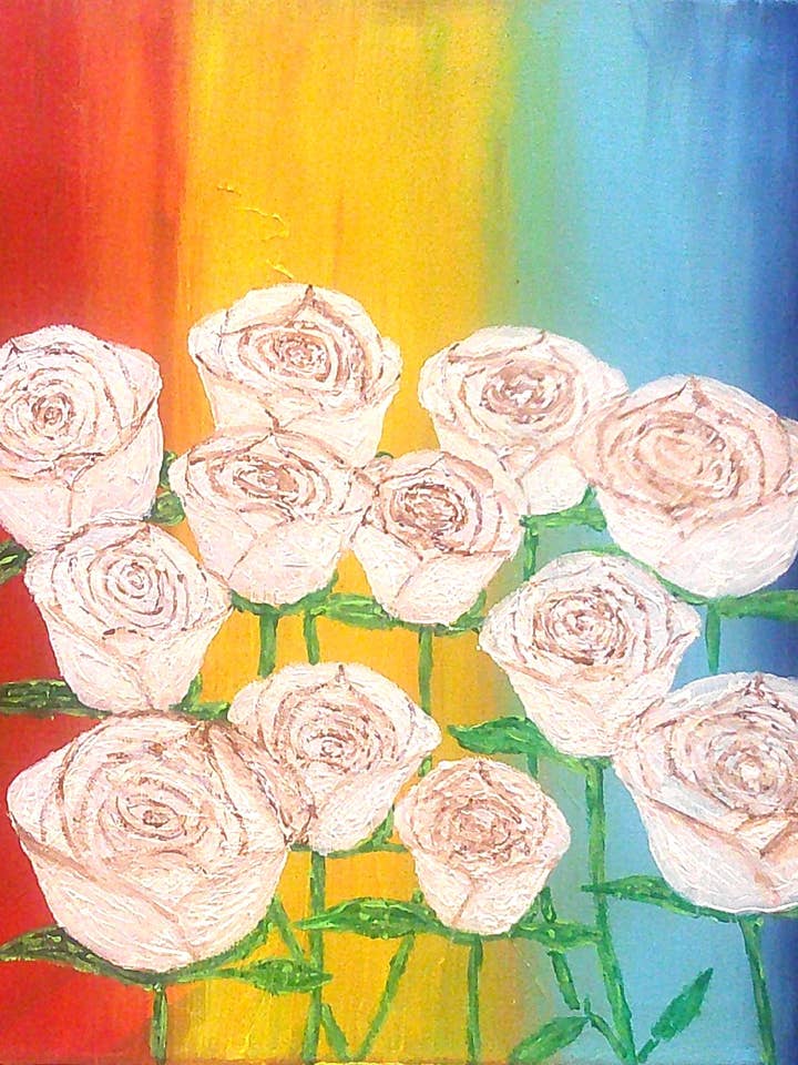 16x20 multicolored roses acrylic print for wholesale by Acrylics by Sammi