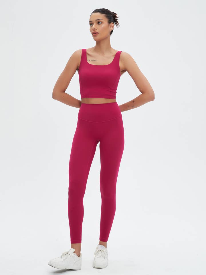 91thelabel - Wholesale Activewear Set - Women's - Grace U-Neck Molded Cup Tank & Leggings Activewear Set