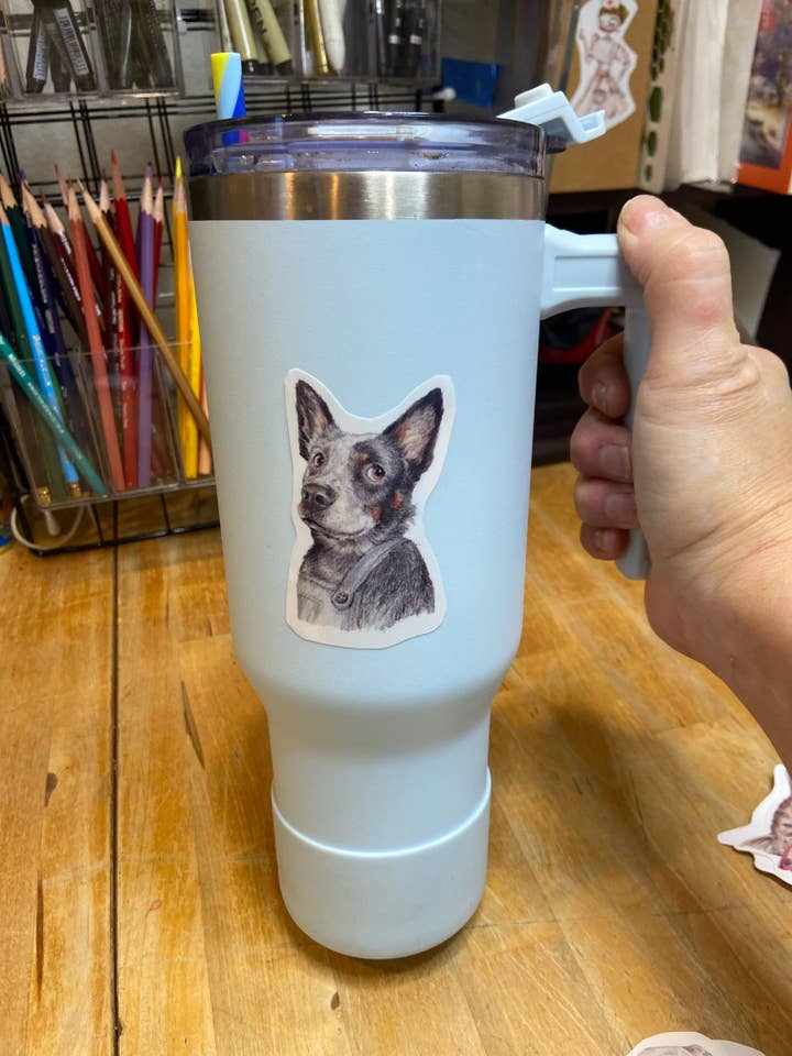 Autocollant de chien berger, autocollant de journal, autocollant de chien pour bouteille d'eau pour la vente par Melissa the Artist