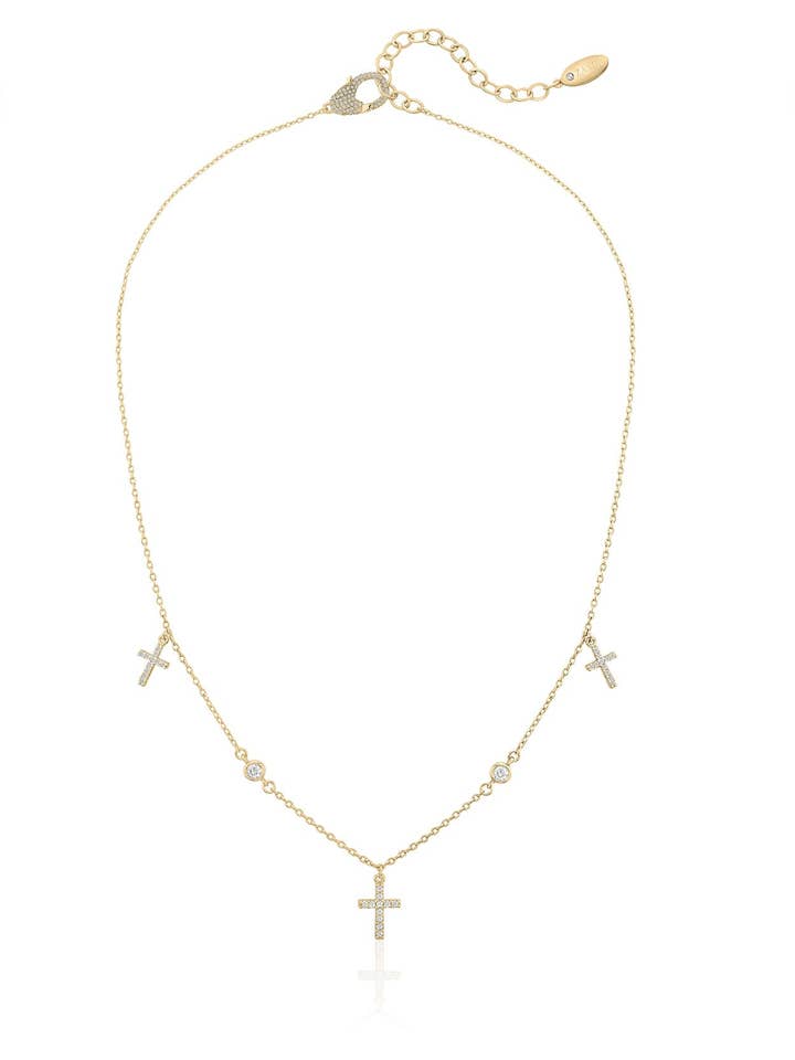 Tiny Crystal Cross Necklace for wholesale by ZAXIE by Stefanie Taylor