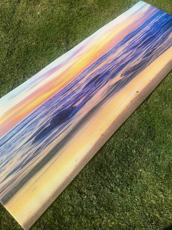 Sunset Beach yogamat - witte achterkant voor wholesale door Yoga Photo Mats
