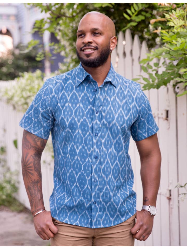 Passion Lilie - Wholesale Button Down Shirt - Men's - Cobalt Blue Men's Shirt