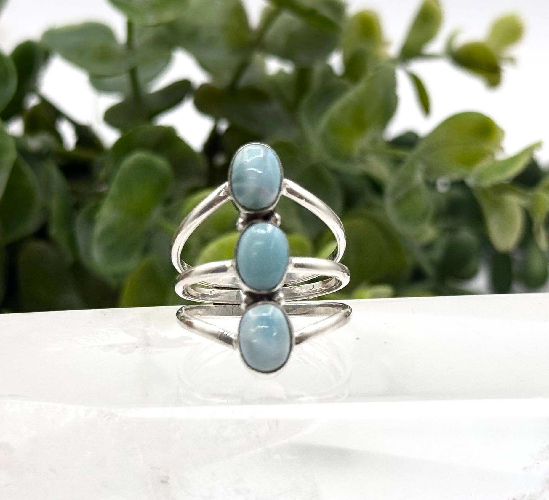 Meraki Gemstones - Wholesale Single Stone/Solitaire Ring - Larimar 3 stone ring gemstone 925 Silver Ring 1