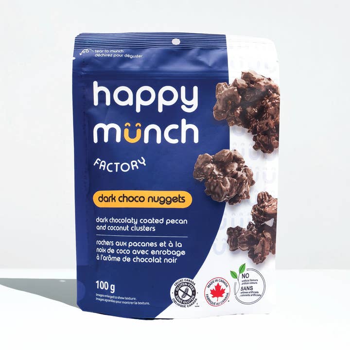 Dark Choco Nuggets - Pecan & Coconut (100g) for wholesale by Happy Munch Factory