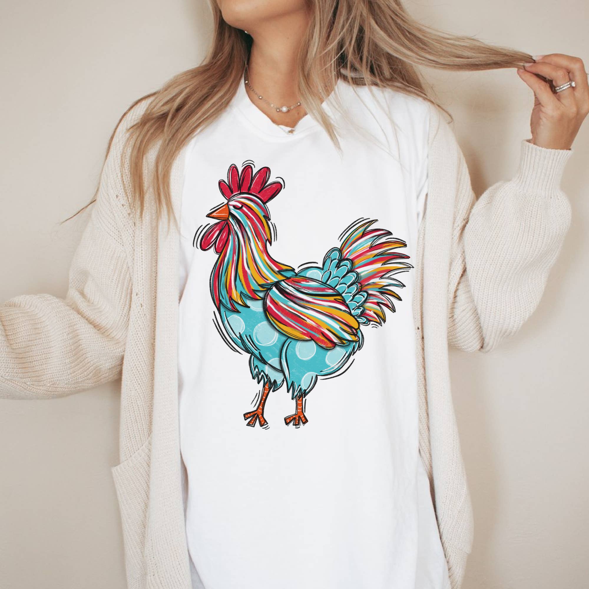 Par.tees by Party On! - Wholesale T-Shirt (Graphic) - Women's - Chicken Family Farm Animal Country Stand Market Graphic Tee1