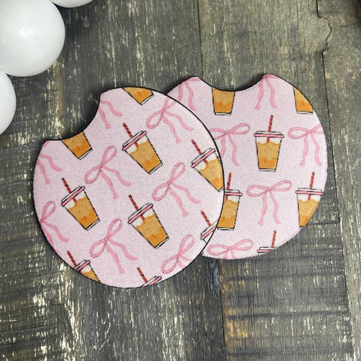 Pink August - Wholesale Car Coaster - Women's - Coffee & Bows Car Coasters0
