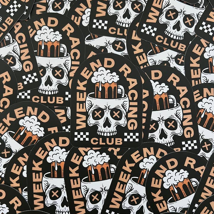 Weekend Racing Club Sticker for wholesale by Strictly Wild