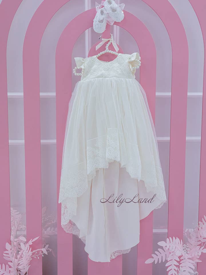 Vestido marfil para bautizo o bautizo para bebé niña para venta al por mayor de Lilyland