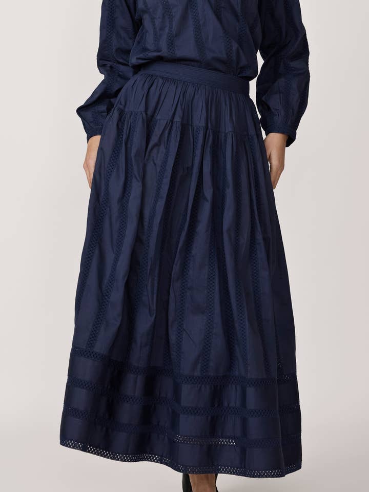 Relaxed Skirt - Navy Lace for wholesale by LAUDE the Label