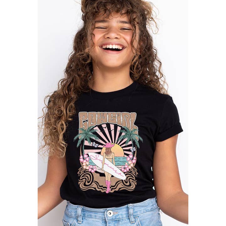 COLORBEAR - Wholesale Screen Printed T-Shirt - Kids - Western Cowgirl Surfer Beach Kids Graphic T Shirts4