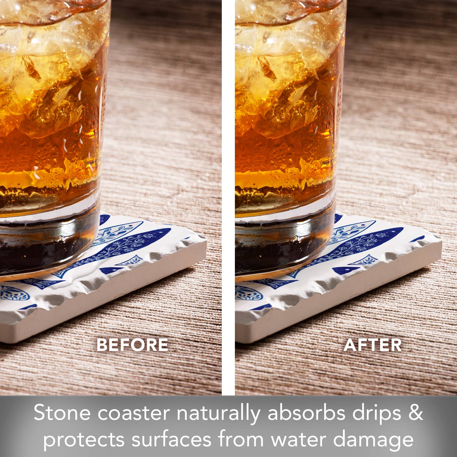 CounterArt/Highland Home/Thirstystone - Vendita all'ingrosso Sottobicchiere - Sottobicchiere in Piastrella Assorbente Singolo "Pesce Blu"5