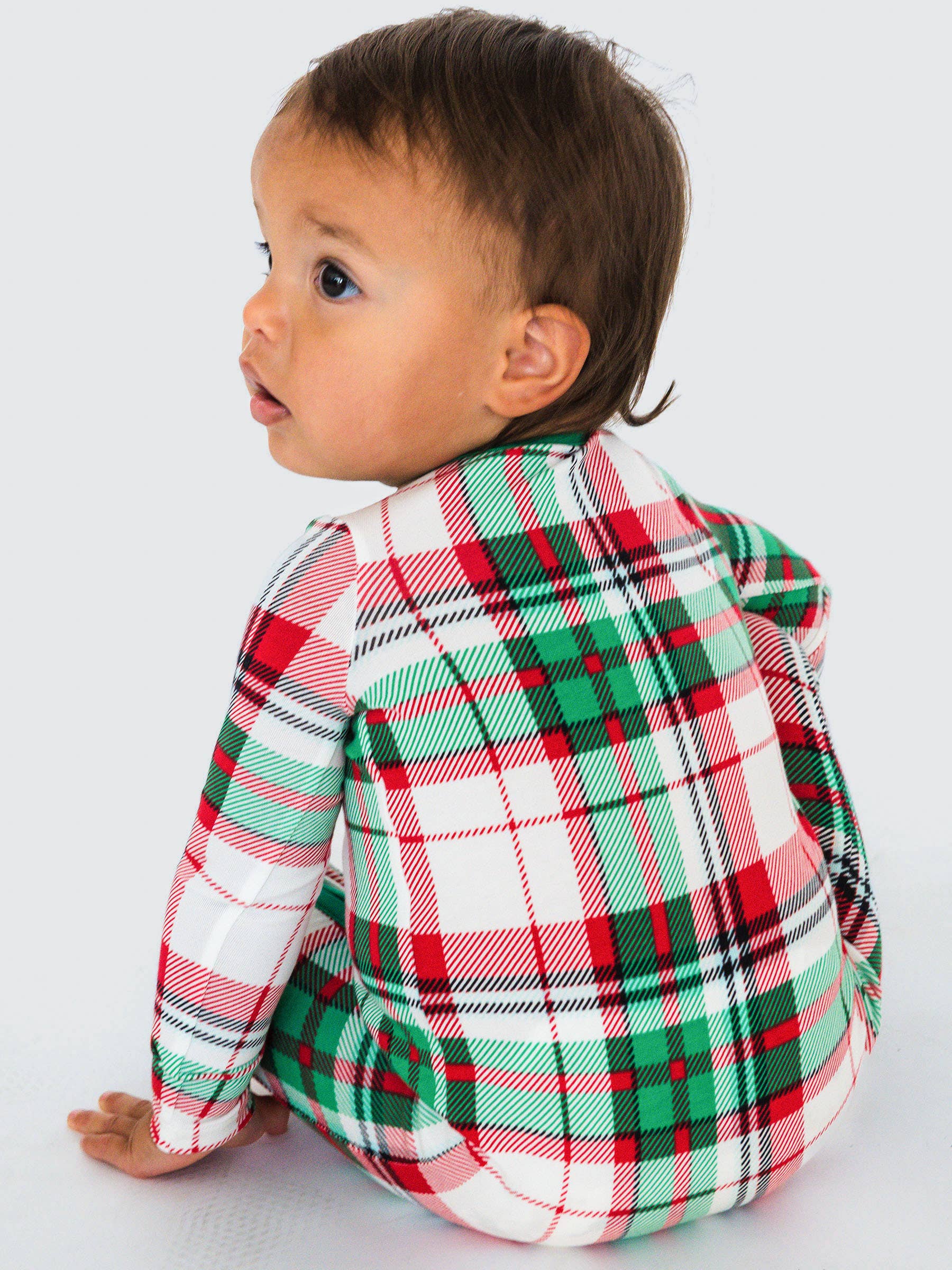 White SoftSnooze™ Baby Boys Cotton Modal Dashing Dreams Plaid Footed One Piece Pajama for wholesale on Faire1
