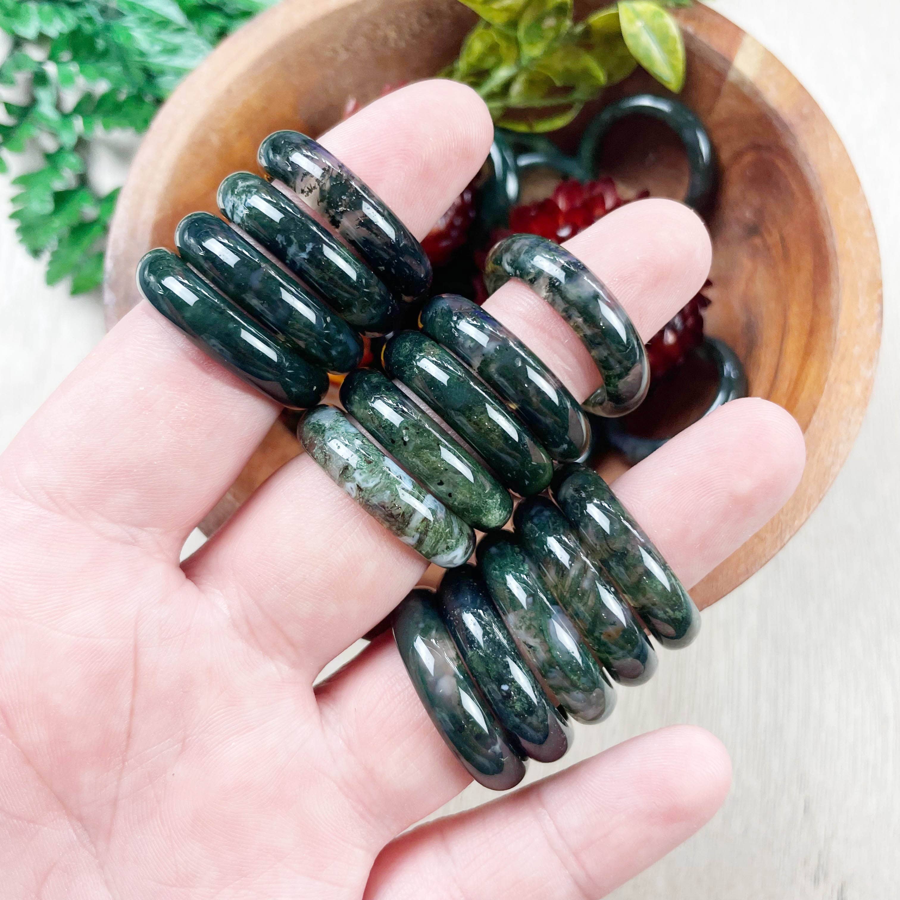 Ewelina Pas Jewelry – wholesale Band/Stackad Ring – Moss agat 6mm bandet Ring1