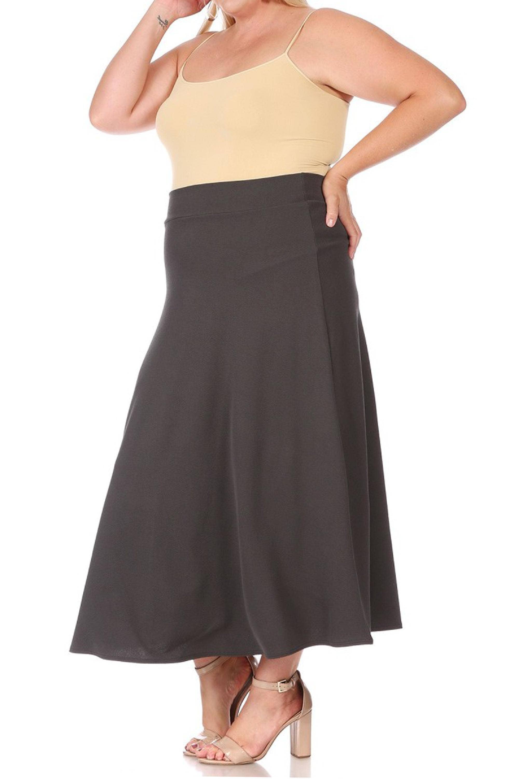 MOA COLLECTION - Wholesale Skirt - Women's - Women's Plus Size Flare A-line Long Skirt5