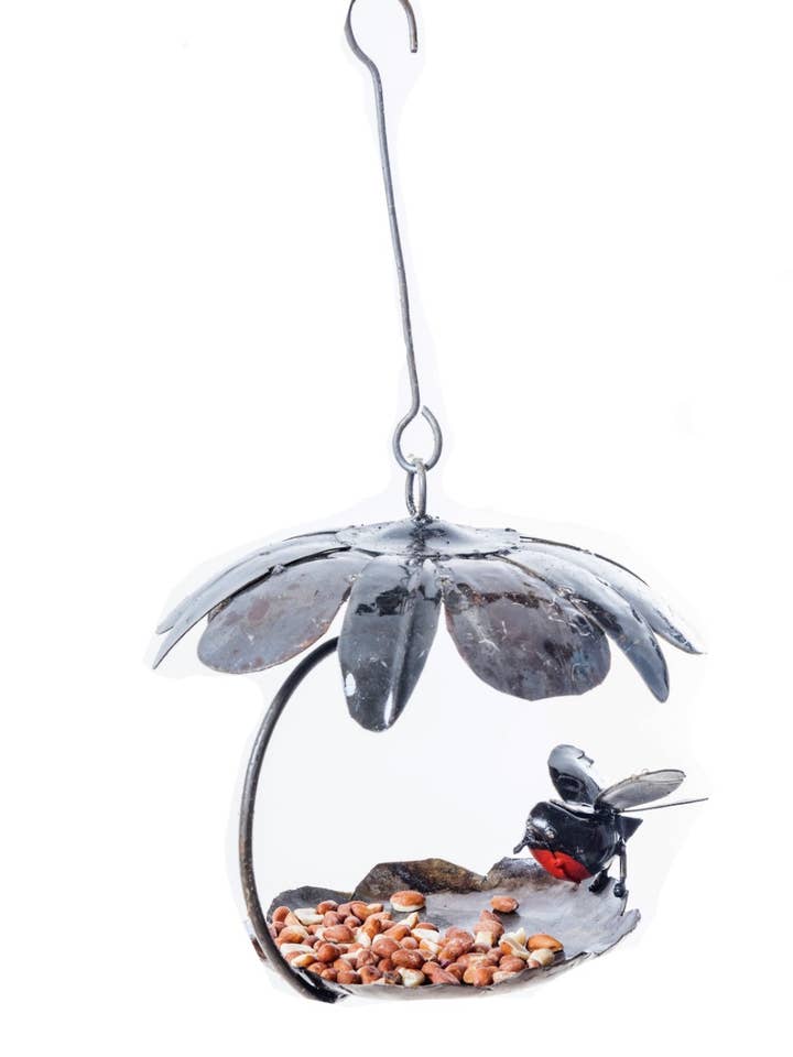 Baby Robin on Pumpkin Hanging Bird Feeder for wholesale by Zimba-Arts
