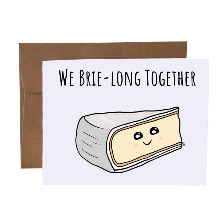 We Brie-long Together Cheese Pun Greeting Card for wholesale by SKP ink