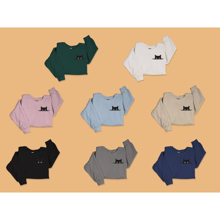 Merchemy - Wholesale Sweatshirt - Women's - Cat Embroidered Retro Sweater Cat Lover Gift Sweatshirt5