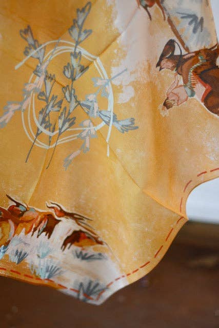 Tirzah Lane Art – Cachecol - Mulher por atacado – Longhorn Open Range Cowgirl Wild Rag: Lenço Bandana Ocidental Seda Tencel Wildrag4