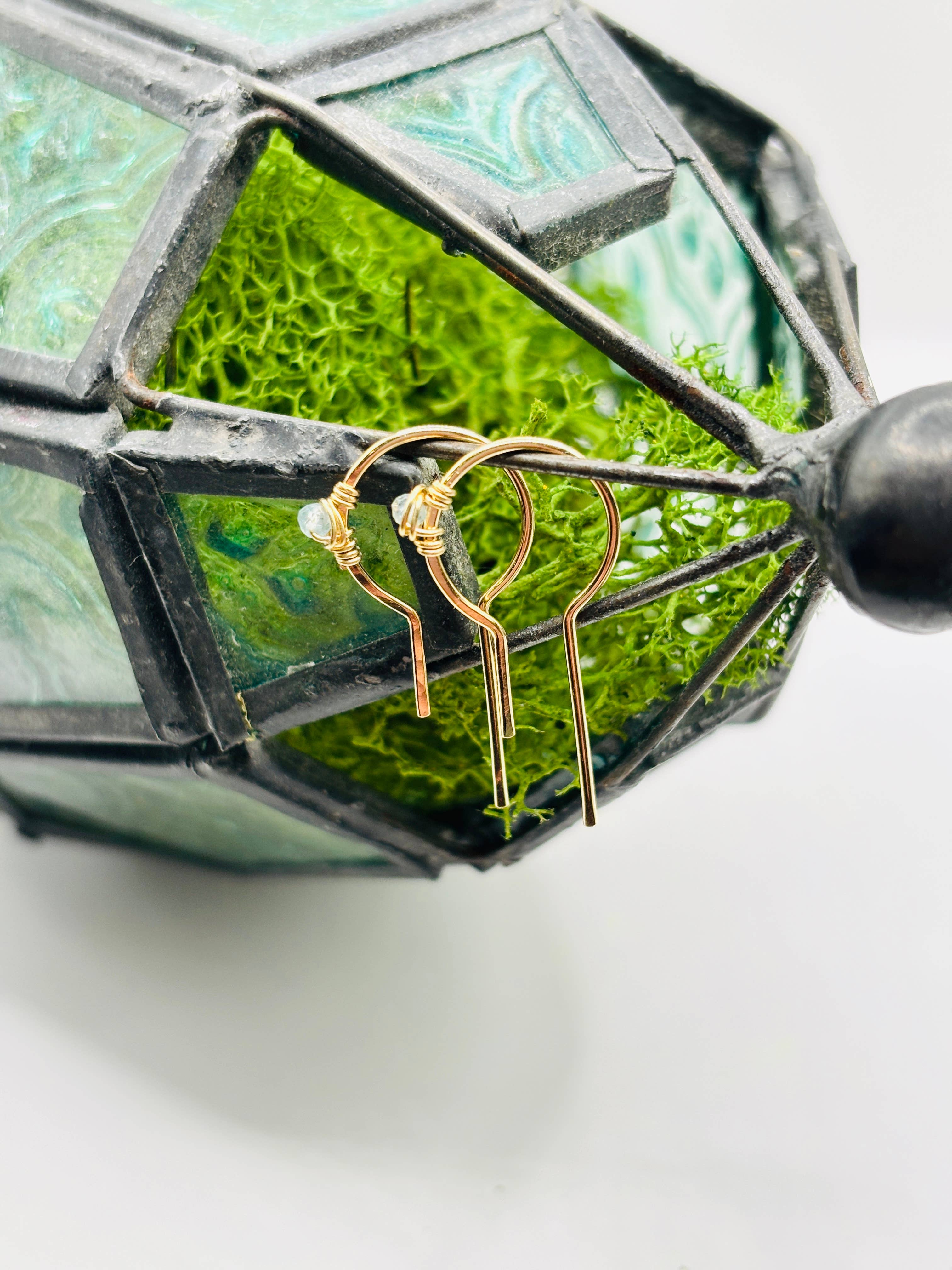 Rachel Renee Jewelry - Wholesale Hoop Earrings - DECO Gem Open Circle Threader Hoops 12