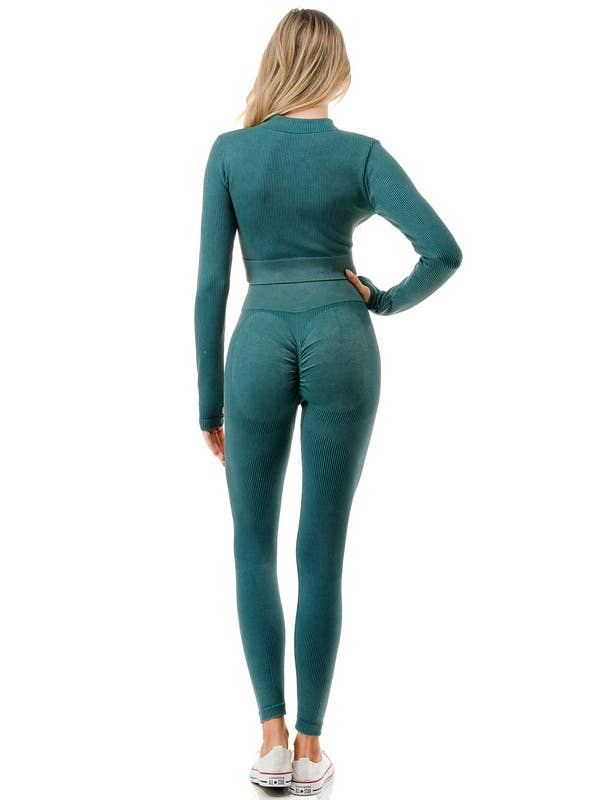 MIO WHOLESALE - Wholesale Activewear Set - Women's - JA40MWSET MINERAL WASH ZIP-UP SET6