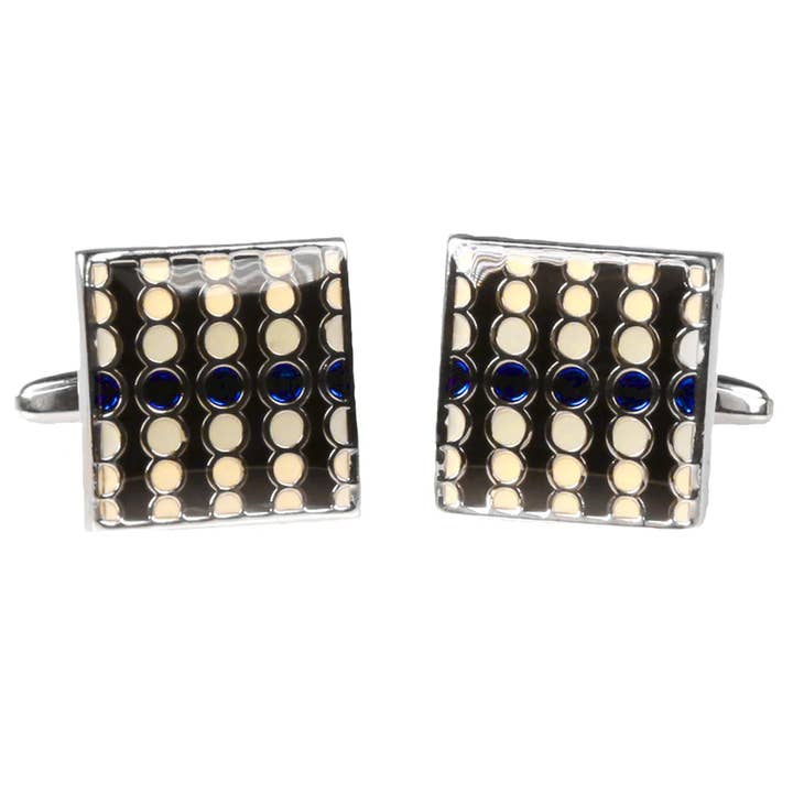 Ferrecci - Wholesale Cufflinks - Ferrecci - Silvertone Square Gems Cufflinks with Jewelry Box28