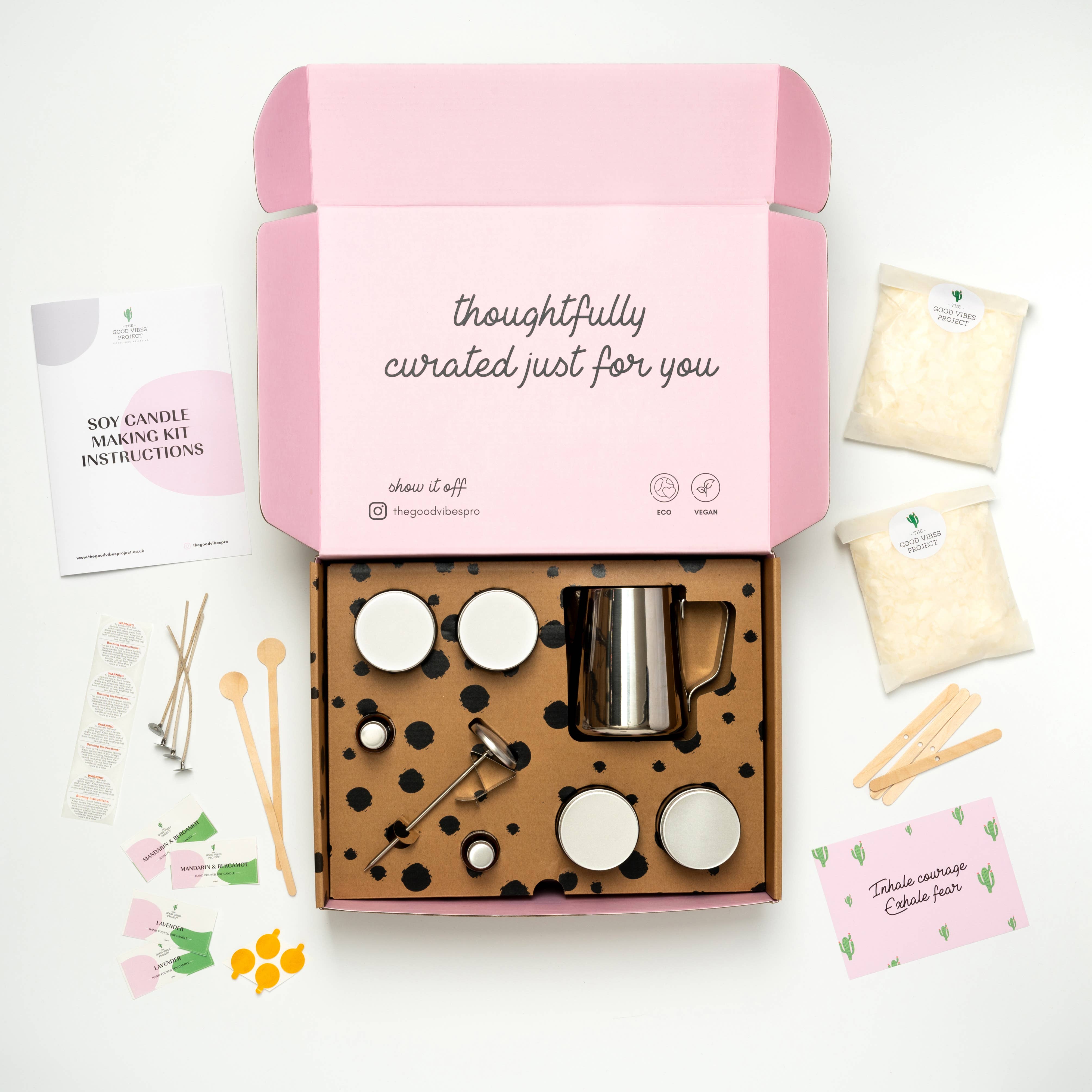 The Good Vibes Project - Wholesale DIY Craft Kit - DIY Soy Candle Making Kit to Make Your Own 4 Scented Candles2