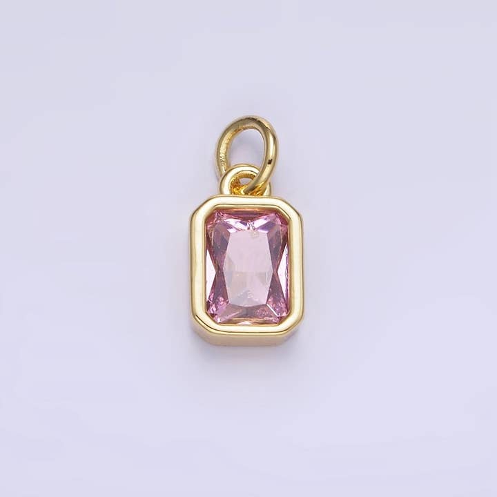 Aim Eternal - Wholesale Individual Charm/Pendant - 14K Gold Filled Birthstone CZ Baguette Bezel Charm in Gold & Silver | W721 - W72814
