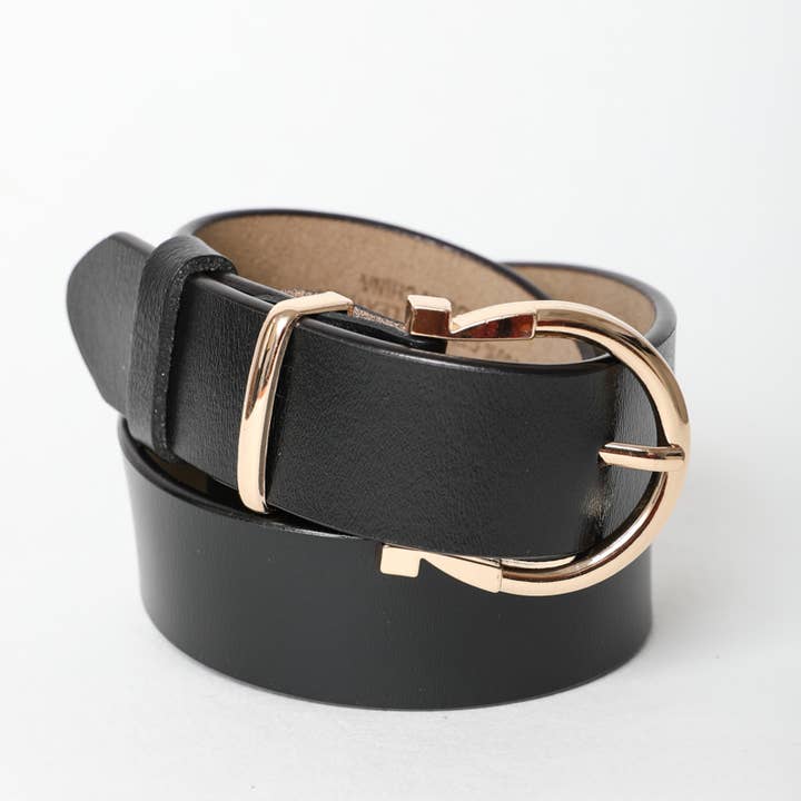Leto Accessories - Wholesale Belt - Women's - Chic Horseshoe Gold Buckle Belt – Western Style Vibes 🧲