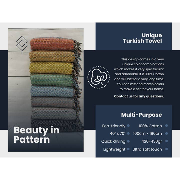 Buluty – wholesale Throw blanket – Multicolor Turkish Cotton Throw Blanket Towel, Peshtemal4