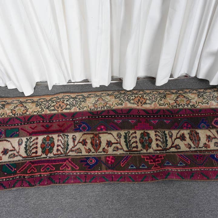 Vintage Red Patchwork Rug, 1.8x4 Ft Handwoven Area Rug for wholesale by Vintage Rugs Loom