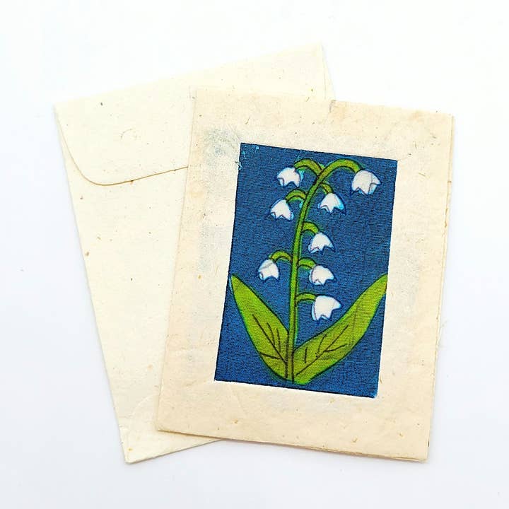 Batik Lily of the Valley Mini Card for wholesale by Eclectic Woodchuck