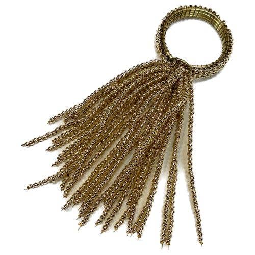 India Handicrafts Inc - Wholesale Napkin Ring - Gold Beaded Confetti Napkin Ring1