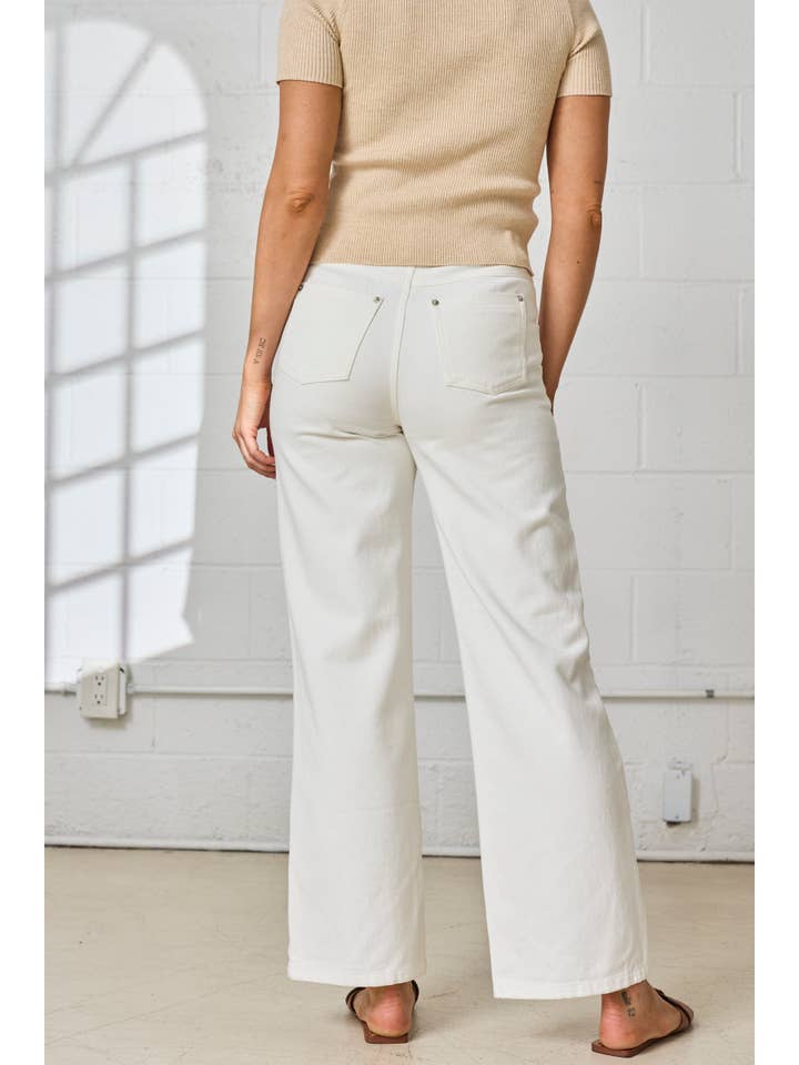 White PP18380 - Elena Straight Fit Pants for wholesale on Faire