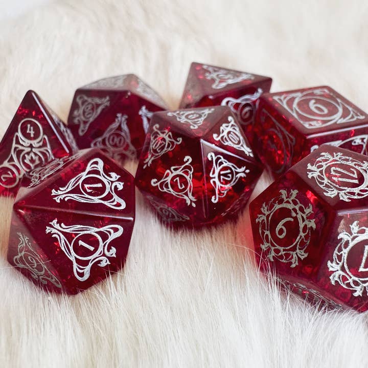 Aria || Red Crackle Glass Dice for wholesale by Yaniir