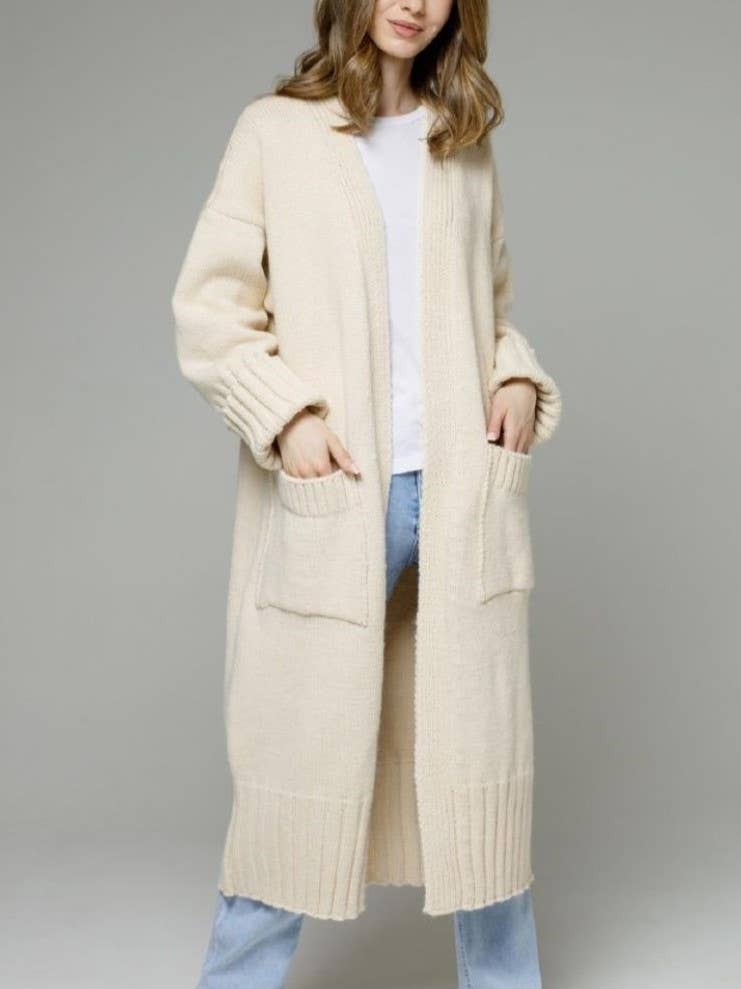 Rosa Clothing - Wholesale Cardigan - Women's - Casual Roll Up Sleeves Baggy Long Knitted Cardigan2