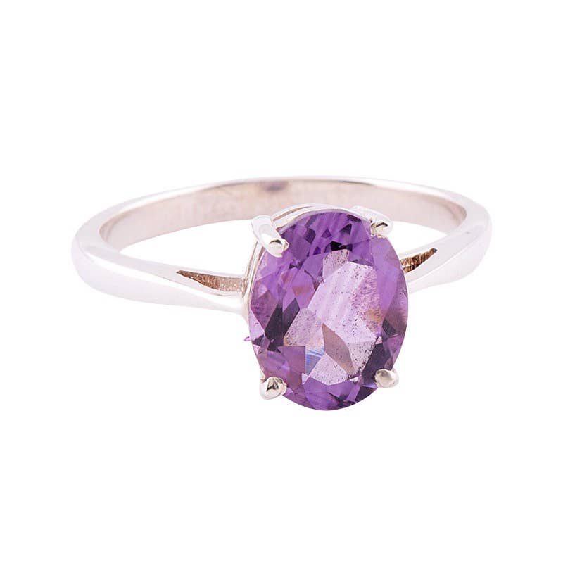 Benjamin International – Großhandel Einzelstein-/Solitär-Ring – 4-POLIGER GROSSER SOLITÄRRING MIT AMETHYST