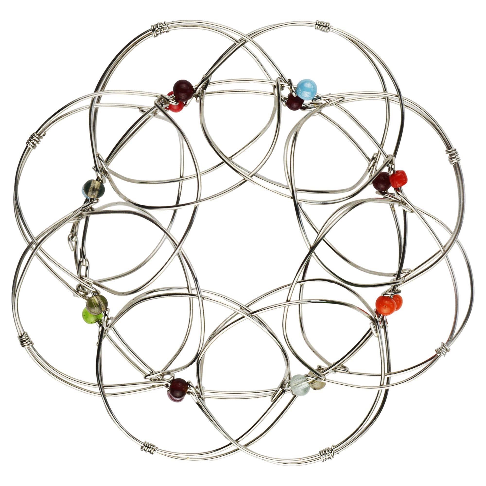 Tribal Trade GmbH - Wholesale Dream Catcher - 4D Mandala small wire mesh silver colorful Flower of Life5