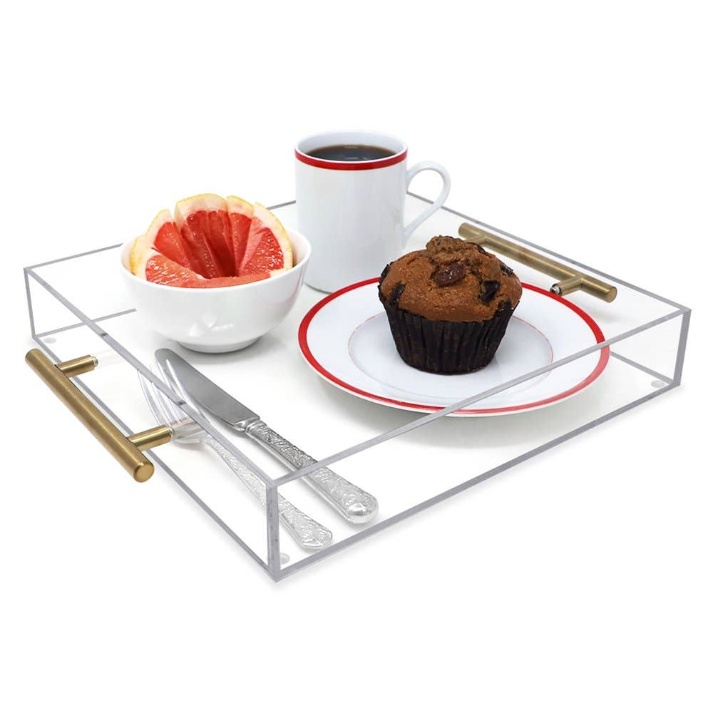 Isaac Jacobs International - Wholesale Serving Tray - Isaac Jacobs Clear Acrylic Serving Tray with Metal Handles27