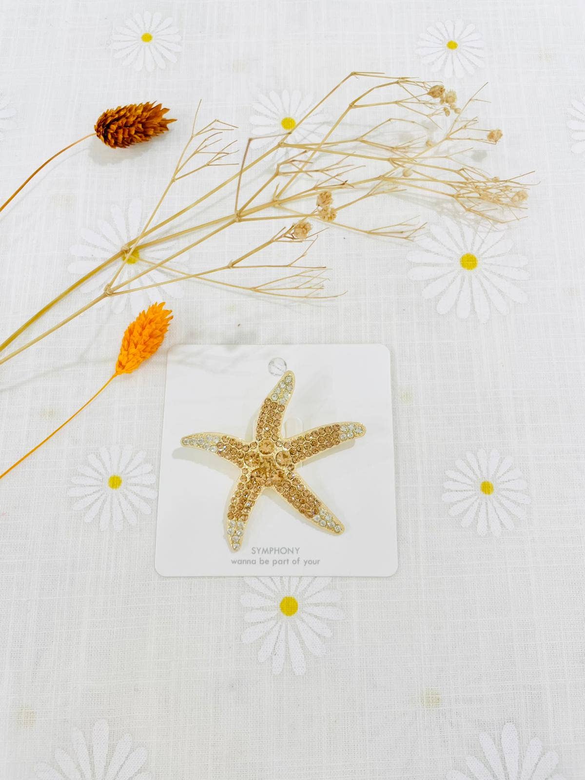 champagne Seastar Brooch for wholesale on Faire0