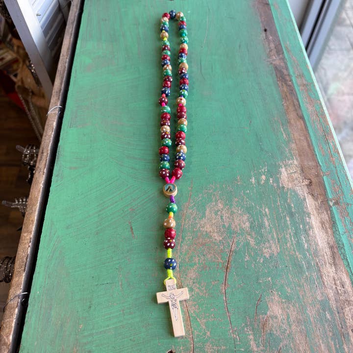 Love and Honor Jesus LLC - Wholesale Prayer beads necklace - Colorful Wooden Polka-Dot Rosary For Kids1