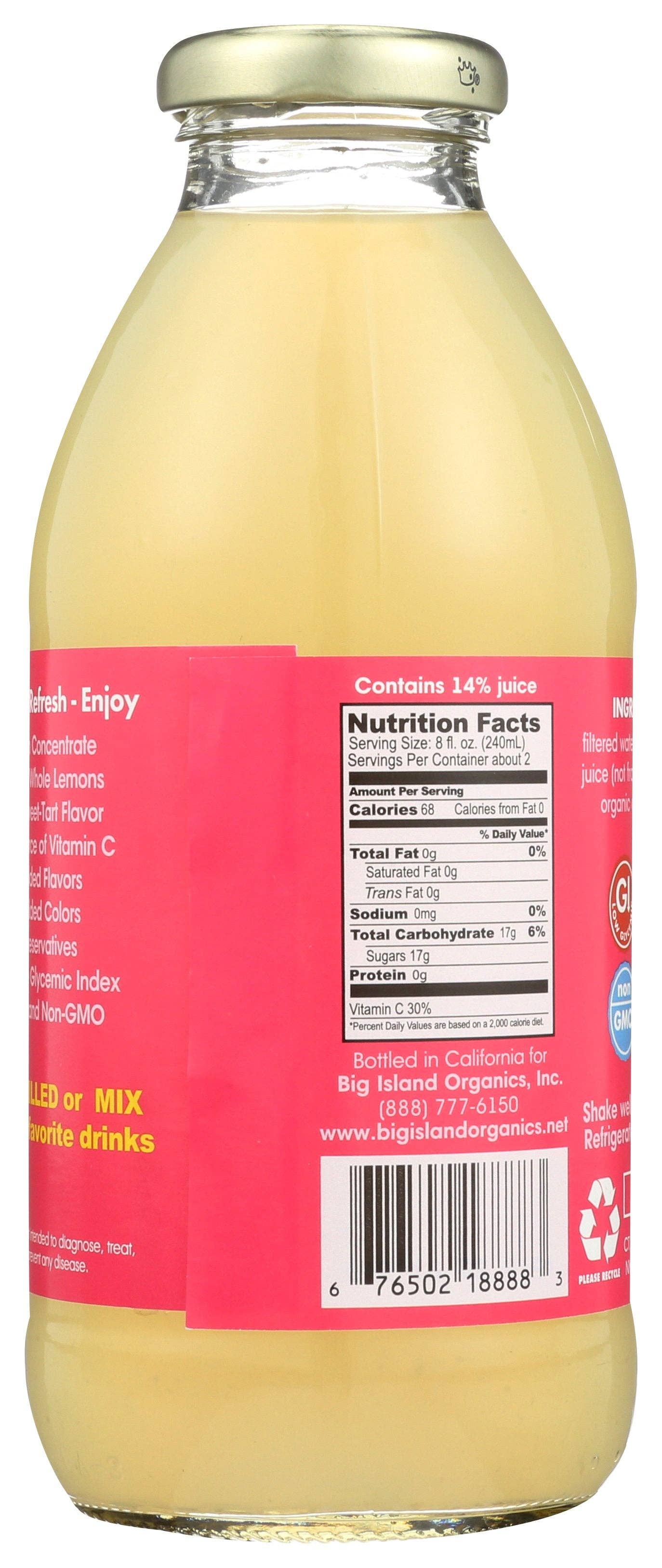 Everyday Supply Co - Wholesale Fruit Juice - BIG ISLAND ORGANICS JUICE ISLAND LEMONADE ORG - Case of 121