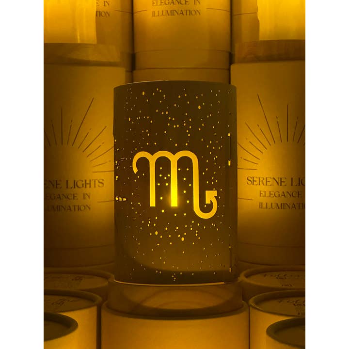 Serene Lights - Wholesale Decorative Tabletop Object - Scorpio Constellation Rechargeable Candle, Interchangeable Design
5