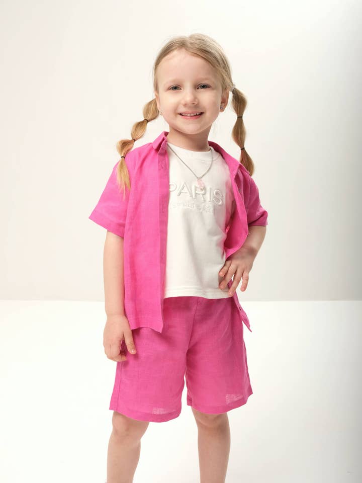 Linen short-sleeve shirt for wholesale by PAREA